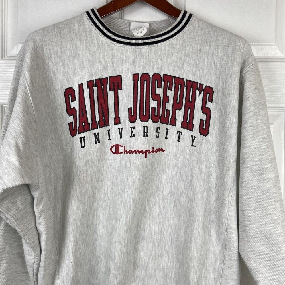 Champion Reverse Weave St. Josephs University Crewneck Sweatshirt Grey Mens L